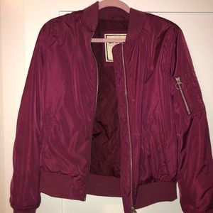 burgundy bomber jacket
